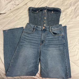 Denim Top & High Rise Jean Set